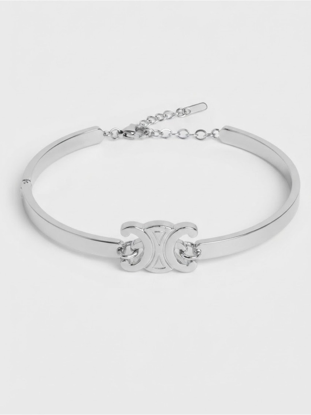 Silver-Tone Interlocking Design Cuff Bracelet